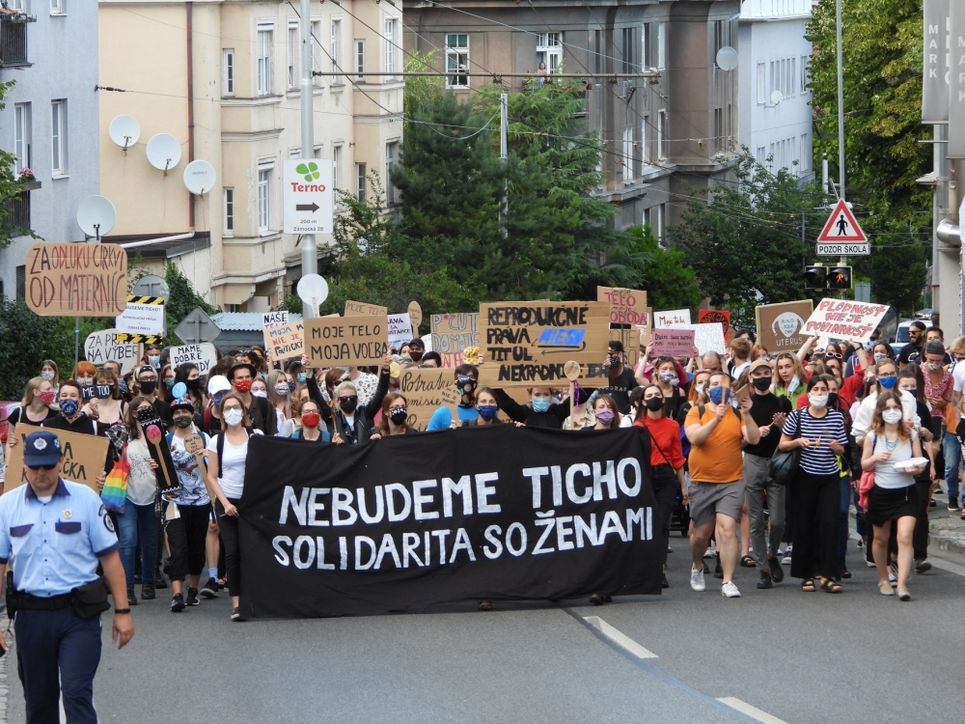 Demonstration in the streets of Bratislava.