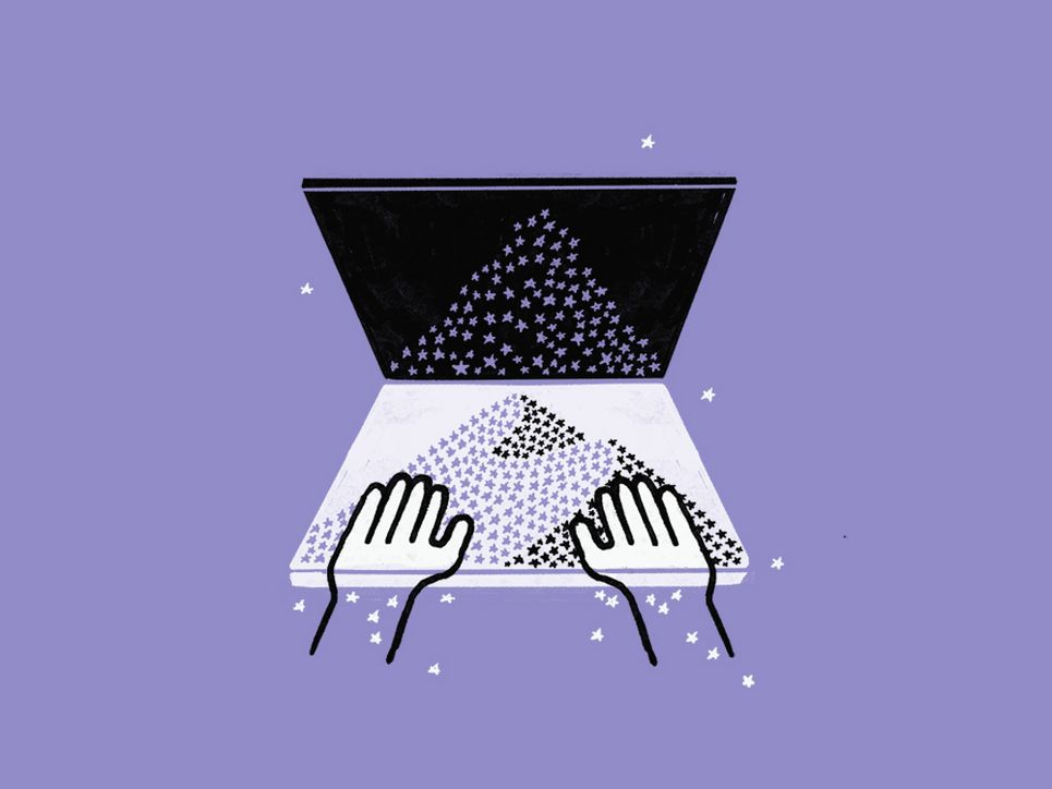 Illustration eines Laptops mit kleinen Sternen