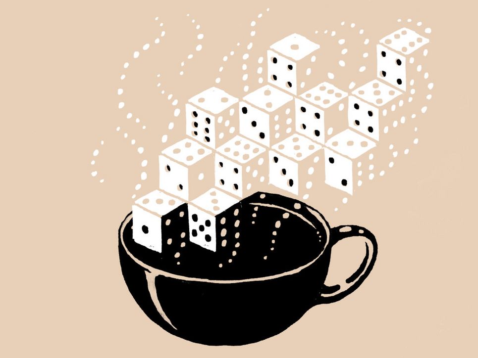 Illustration: eine Tasse, aus der Dampf in Form von Würfeln aufsteigt.