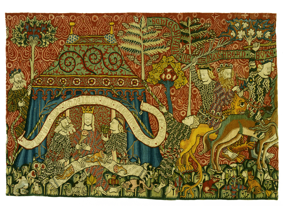 Ein Bildteppich der ein Gastmal mi wilden Leuten zeigt. eta 1420 Straßburg. Leibniz Magazin 