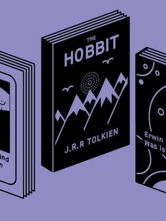 Illustration von drei Büchern. Patrick Süßkind: »Das Parfüm«, J.J.R. Tolkien: »The Hobbit« und Erwin Schrödinger: »Was ist Leben?«