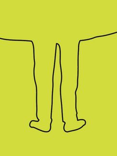 Illustration von zwei Beinen, die in eine Absperrung integriert sind.