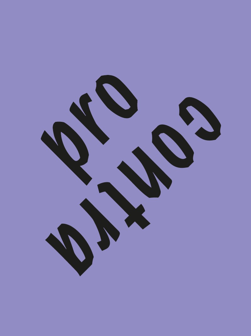 Schriftzug Pro und Contra auf lila Hintergrund